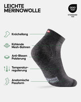 1 x RAW Customer Returns DANISH ENDURANCE 3 Short Trekking Socks in Merino Wool Blend, Anti-Blister, Breathable, for Men and Women, Grey, 35-38 - RRP €30.38