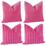 1 x RAW Customer Returns JOTOM decorative pillow covers 45 x 45 cm set of 4 soft cushion covers plain striped cushion covers for sofa office couch bedroom bed 45 x 45 cm, hot pink  - RRP €25.1