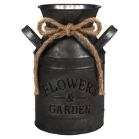 1 x RAW Customer Returns Belle Vous Rustic decorative flower vase made of metal - W11.3 x H19 cm - Galvanized milk jug decorative vase in shabby chic vintage style - Vase decorative country house style for home wedding decoration garden plants - RRP €18.4