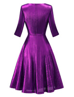 1 x RAW Customer Returns Dressystar Women s Evening Dresses Elegant Glitter Short Prom Dress 3 4 Sleeve Cocktail Dress Festive Dress Purple M - RRP €40.33