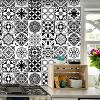 1 x Brand New WingFly 16 pieces tile stickers 20 x 20 cm, self-adhesive tile film for kitchen bathroom, decorative tile film for bathroom and kitchen, black and white - RRP €21.99