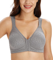 1 x RAW Customer Returns Lemorosy Women s Full Cup Bra, Front Closure, Non-Padded, Non-Wired, Minimizer Bra, Comfort and Strong Hold, Grey, 100F - RRP €24.0