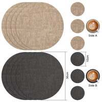 1 x RAW Customer Returns Myir JUN placemats washable leather and coasters, double-sided placemat round 36cm set of 6 non-slip glass coasters placemat leather imitation leather placemat grey beige, set of 6  - RRP €26.45