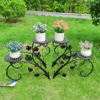 1 x RAW Customer Returns unho flower stand metal, flower staircase flower shelf set of 2, plant shelf for balcony, garden, living room, black - RRP €49.18