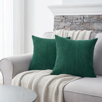 1 x RAW Customer Returns Topfinel set of 2 cushion covers 50x50 dark green corduroy striped pattern cushion covers cushion cover decorative cushion sofa cushion couch cushion decorative cushion chair cushion decorative cushion - RRP €18.14