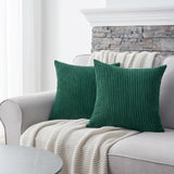 1 x RAW Customer Returns Topfinel set of 2 cushion covers 50x50 dark green corduroy striped pattern cushion covers cushion cover decorative cushion sofa cushion couch cushion decorative cushion chair cushion decorative cushion - RRP €18.14