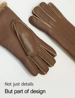 1 x RAW Customer Returns YISEVEN Women s Merino Lambskin Gloves Shearling Thick Winter Gloves Leather Gloves Lined Lambskin Gloves Leather Finger Gloves Fur Women s Gloves Fur Gloves Gifts,Cognac M - RRP €27.6