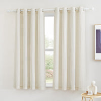 1 x RAW Customer Returns KGORGE linen curtain semi-transparent living room curtains with eyelets set of 2 160cm x 140cm HxW linen look curtains semi-transparent kitchen curtains short country house curtain linen look natural color - RRP €29.45