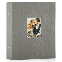 4 x Brand New Ywlake photo album 10x15 400, crocodile leather slip-in album for portrait format photos, brown - RRP €80.56