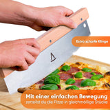 1 x RAW Customer Returns Pizza Mondo pizza cutter - professional pizza knife pizza cutter more effective than pizza roller Premium pizza chopping knife made of stainless steel 32cm with wooden handle Fast and even cutting - RRP €19.9