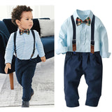 1 x RAW Customer Returns Nwada ClothesBoys Clothing Sets Spring Baby Shirts Suspenders Outfits Newborn Long Sleeve Shirt and Suspenders Set Trousers Easter Outfits Light Blue 2-3 Years - RRP €25.99