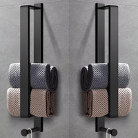 1 x RAW Customer Returns LIVEHITOP 2PCS Towel Rack No Drilling, Self-Adhesive Towel Rail Black Stainless Steel 43.5CM Guest Towel Rack Bath Towel Rack Adhesive with Hooks for Bathroom - RRP €24.19