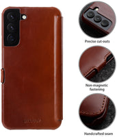 1 x RAW Customer Returns STILGUT Book Case compatible with Samsung Galaxy S22 case made of leather with clip closure, leather case, flip case, mobile phone case - cognac - RRP €28.79