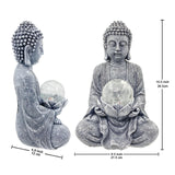 1 x RAW Customer Returns Yeomoo Meditation Buddha Figure Garden Decoration for Outdoors - Zen Buddha Decoration Large with Solar Lamp Glass Ball Figures Gifts for Mom Women Japanese Decoration for Balcony, Garden, Terrace Room Gray 26.5CM - RRP €40.98