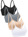 1 x RAW Customer Returns Geyoga Pack of 4 V Wireless Sports Bra Medium, Black, Light Grey, White, Pink  - RRP €30.99