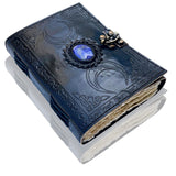 1 x RAW Customer Returns Urban Leather Lapis 3 Moon Celtic Grimoire Book of Shadows Vintage Journal for Men Women Drawing Sketchbook Scrapbook Writing Notebook Thick Deckle Edge Pages - RRP €20.16