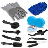 2 x RAW Customer Returns 12 IN 1 bicycle cleaning brush kits, CEVILLAE bicycle cleaning set chain cleaner bicycle care set for MTB road bike bicycle chain crank tire chainring cycling rims chain brush - RRP €37.98