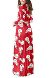 1 x Brand New AUSELILY Women s Casual Long Sleeve Maxi Skirt Dress with Pocket and Floor Length Snowman Red,XL  - RRP €24.0