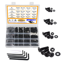 1 x RAW Customer Returns HVDHYY 1065 pieces screw set M2 M3 M4 M5 made of carbon steel cylinder screws with flat head black machine screws nuts and washers assortment kit round head with storage box - RRP €18.7