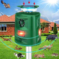 2 x RAW Customer Returns Outdoor Ultrasonic Repeller Solar Powered 360 with Motion Sensor and LED Flashing Light, 5 Adjustable Modes and Waterproof for Dogs, Cats, Rabbits, Foxes, Deer for - RRP €52.8