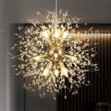 1 x RAW Customer Returns DELIPOP Modern Chandelier Crystal, Gold Fireworks Sputnik Pendant Light, 8 Light G9 Hanging Lamp, Lighting Dining Table Lamp Hanging for Bedroom Kitchen Living Room Dining Room - RRP €64.44