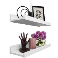 1 x RAW Customer Returns Wood Wedge Wall Shelf White 40 cm, Wooden Wall Shelf Set of 2, Hanging Shelf Wall Mount Shelf Board, Modern Floating Shelf, Narrow Picture Rail for Bathroom, Living Room, Kitchen, Bedroom - RRP €35.09