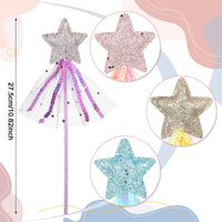 1 x RAW Customer Returns FANTESI 4 Pack Magic Wands for Kids, Star Magic Wand Princess Magic Wand Fairy Glitter Star Magic Wand Fairy Wand for Girls, Christmas Halloween Birthday Party Decoration Pink, Purple, Money, Blue  - RRP €7.04