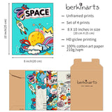 1 x Brand New Art Print Unframed Space Universe Pictures Set of 4, Poster Size 28 x 35 cm Premium Art Paper Wall Decoration Matching Bedroom Decoration Earth Children s Room Space Landscape for Teenager Prints - RRP €20.4