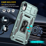 1 x RAW Customer Returns BXKM iPhone XR Case with 1 Tempered Glass, Shockproof Military Grade Protection Camera Protection Case with Ring Holder Metal Rotating Cover for iPhone XR 6.1 inch Green  - RRP €21.6