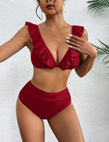 1 x RAW Customer Returns AI MAGE Bikini Set Women High Waist 2 Pack Swimsuit Sexy Holiday Push Up Swimwear Red XL - RRP €30.24