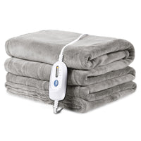 1 x RAW Customer Returns McJaw Heated Blanket - 200 150 cm Coral Fleece Electric Heated Blankets, 4 Temperature Settings and 10 Hour Timer, Light Soft, Fast Heating with Overheating Protection - Gray - RRP €40.33