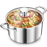 1 x RAW Customer Returns TEAMFAR cooking pot large 24cm, 3-layer stainless steel 5.7L pot with glass lid for all types of stoves, soup pot pasta pot induction for cooking, polished stainless steel uncoated, healthy, dishwasher safe - RRP €32.26