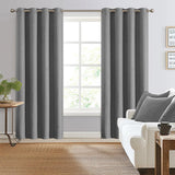 1 x RAW Customer Returns TOPICK Curtain Opaque soundproof Curtain with Eyelets Blackout Curtain Lightproof Thermal Curtain Structured Curtains Plain Color For Living Room Bedroom 2 Pieces Gray 130 x 145 cm - RRP €41.99