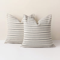 1 x RAW Customer Returns MYCDXE Cushion Covers 40x40cm Farmhouse Pillow Covers, Black Cotton Square Home Decorative Pillow Case, Set of 2 Stripe Textured Cushion Covers for Sofa Couch Chair Bedroom - RRP €16.31