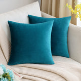 1 x RAW Customer Returns MIULEE Set of 2 velvet cushion covers, decorative cushion covers, decorative cushions, couch cushions, sofa cushions, pillow case, throw pillow cover, decorative cover for bedroom, office, 60 x 60 cm, turquoise - RRP €23.74