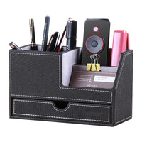 1 x RAW Customer Returns Ciyuhome Office Desk Organizer Organization System 4 Storage Compartments PU Leather Pen Box Pen Holder Office Supplies for Stationery, Post, Colored Pencils, Markers, Wax Crayons - RRP €19.15