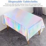 1 x Brand New APOMOONS 4 Pack Colorful Party Tablecloth, 137x274cm Iridescent Plastic Disposable Birthday Tablecloth, Rectangle Waterproof Tablecloth for Kids Girls Boys Birthday Party Decoration Barbecue Party - RRP €20.4