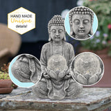 1 x RAW Customer Returns Yeomoo Meditation Buddha Figure Garden Decoration for Outdoors - Zen Buddha Decoration Large with Solar Lamp Glass Ball Figures Gifts for Mom Women Japanese Decoration for Balcony, Garden, Terrace Room Gray 26.5CM - RRP €42.18