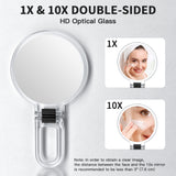 1 x RAW Customer Returns Beautifive Hand Mirror with Handle, Cosmetic Mirror with 10x Magnification, Foldable Double-Sided Makeup Mirror Magnifying Mirror, Portable Travel Mirror for Makeup - RRP €13.99