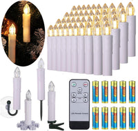 1 x RAW Customer Returns BOWKA 40 LED Candles with Batteries Holder Remote Control Timer Dimmable Warm White IP64 Christmas Candles Fairy Lights Window Lighting for Christmas Tree Birthday Church Decoration 40 x White  - RRP €50.41