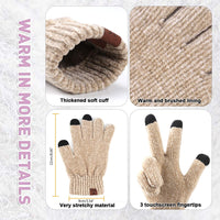 1 x RAW Customer Returns Women s Winter Gloves Set Warm Long Scarf Touch Screen Knitted Hat Winter Gloves White One Size - RRP €24.0