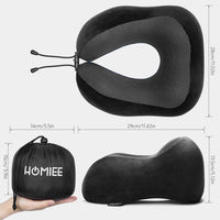 1 x RAW Customer Returns HOMIEE Travel Pillow, Memory Foam Travel Pillow for Airplane, Comfortable Neck Pillow for Travel, Breathable Washable Neck Pillow with Sleep Mask, Ear Plugs Black Black 5.9 x 5.9 x 5.9 inches - RRP €27.99