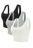 1 x RAW Customer Returns GNOWANN Women s Sports Bra Medium Strong Support Bustier Women s Padded Without Underwire Tank Top Ribbed Top Women s Push Up for Yoga Fitness Jogging, Black Gray Skin White, XL - RRP €28.99