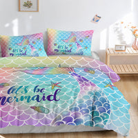 4 x Brand New HOSIMA Duvet Cover Set for Kids Adults,Mermaid Mermaid Printed Duvet Cover Blue Bedding Set with Pillowcase,230x220cm - RRP €76.8