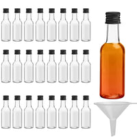 1 x RAW Customer Returns BELLE VOUS Liquor Bottles 24 Pack Mini Reusable Plastic Alcohol Bottles - 50ml Bottles with Black Screw Caps and Funnel - Mini Liquor Bottles for Weddings and Parties - RRP €16.99