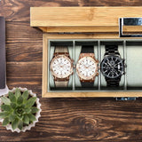 1 x RAW Customer Returns WisePoint watch box 6 slot, wooden watch case watch holder with removable cushion, retro watch box watch storage box for watches brown 6-slot  - RRP €24.19