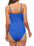 2 x RAW Customer Returns LA ORCHID Laorchid women s bikini set high waist swimwear swimsuit push up tankini padded swimsuit v neck sexy blue L - RRP €60.48