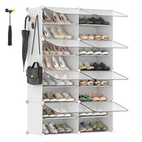 1 x RAW Customer Returns SONGMICS Shoe Rack with 8 Compartments, Shoe Cabinet, 30 x 40 x 30 cm per Compartment, Narrow, with Doors, Steel Frame, Plastic, for Hallway, Bedroom, Entryway, White LPC034W01 - RRP €47.44