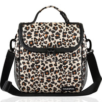 1 x RAW Customer Returns HOMESPON Cooler Bag Small Foldable Insulated Lunch Bag Picnic Bag Thermal Bag for Women Adults Lunch Box Container with Shoulder Strap Front Pocket for Work Picnic Leopard Print  - RRP €20.99