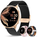 1 x RAW Customer Returns QEYUMY Smartwatch Women with Phone Function, 1.39 TFT HD Touchscreen, IP67 Waterproof with 120 Sports SpO2 Heart Rate Monitor Menstrual Cycle Sleep Monitor, Wristwatch for iOS Android Black Gold - RRP €49.99